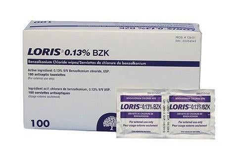 Antiseptic Wipes "LORIS" 0.13% BZK (100/box)