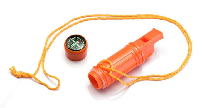 5-IN-1 Orange Survival Whistle with Lanyard detatched
