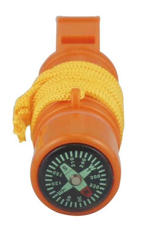 5-IN-1 Orange Survival Whistle with Lanyard compass