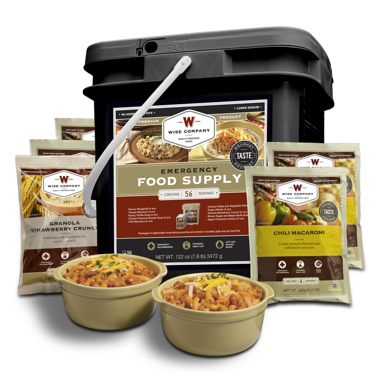 Wise 56 Serving Breakfast and Entree Package in Portable Sealed Bucket
