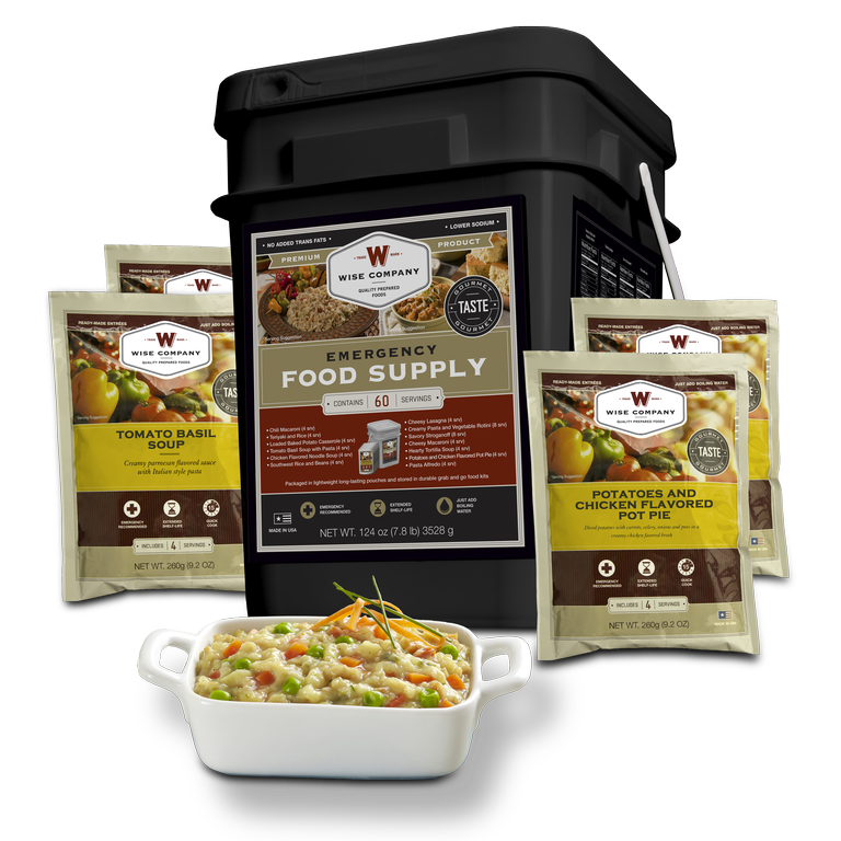 Wise 60 Serving Entree Only Package in portable sealed food grade bucket