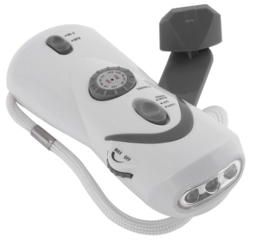 hand-crank light and radio with USB device charger