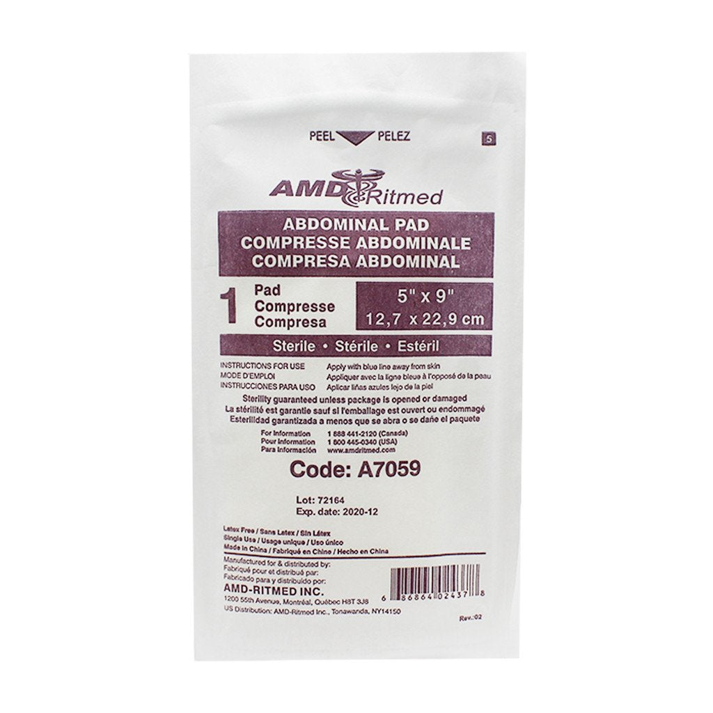 Abdominal Pads, Sterile, 12.7cm × 22.9cm - AMD Ritmed
