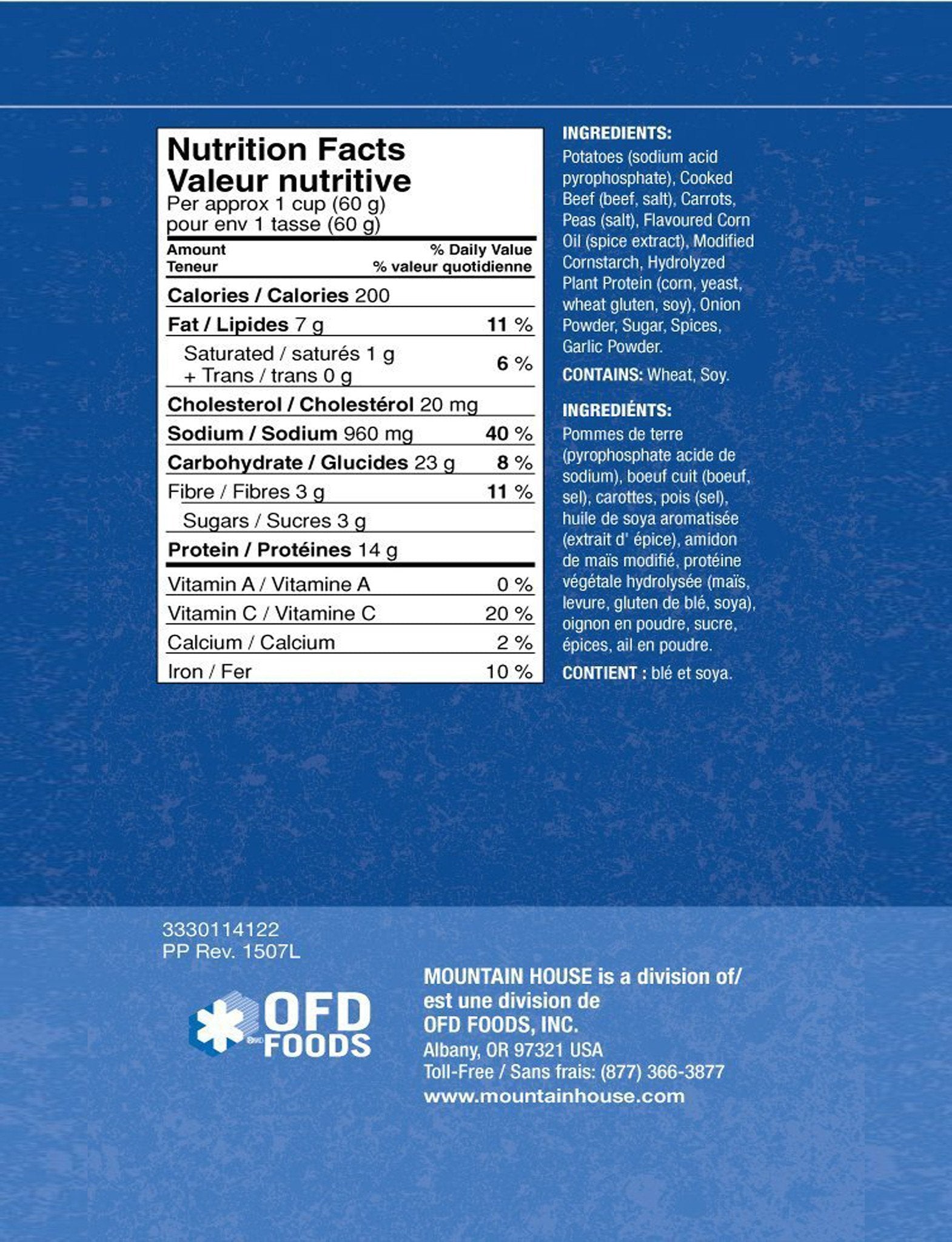 Beef Stew #10 Can (Mountain House®) Nutritional Facts