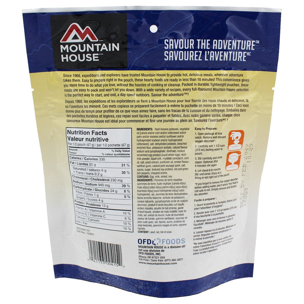 Mountain House Breakfast Skillet Pouch Nutritional FactsBreakfast Skillet Pouch- Two Serving (Mountain House®)