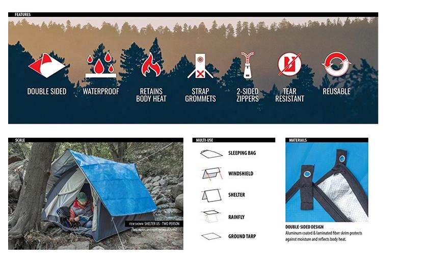 Heavy Duty Emergency Sleeping Bag for 1 features