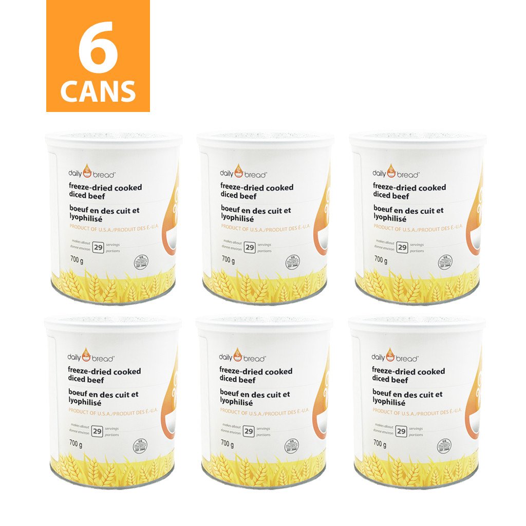 Six Cans of Daily Bread® Freeze-Dried Cooked Diced Beef