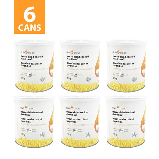 Six Cans of Daily Bread® Freeze-Dried Cooked Diced Beef