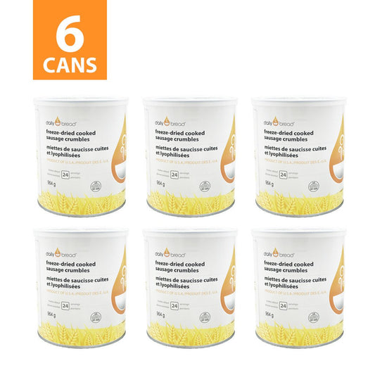 Six Cans of Daily Bread® Freeze-Dried Sausage Crumble