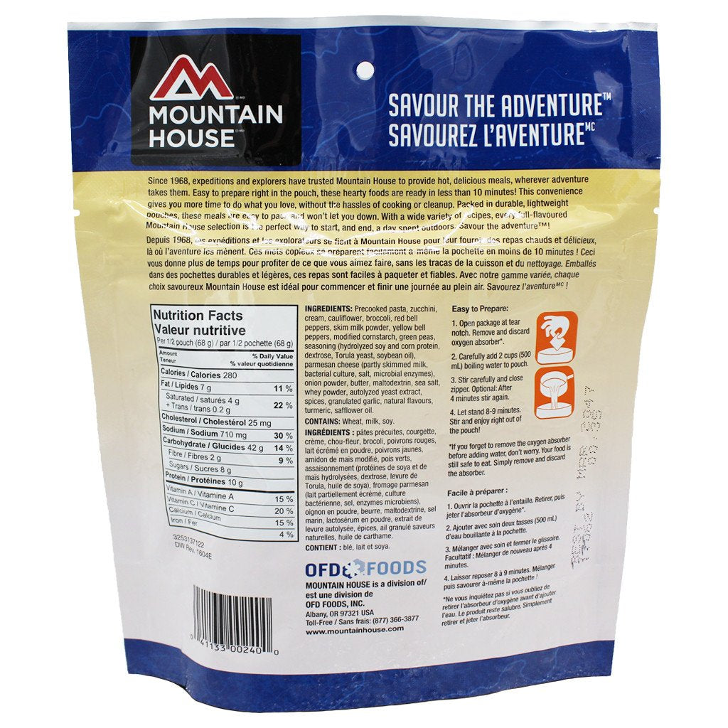 Pasta Primavera Pouch - Two Serving (Mountain House®) Nutritional Facts