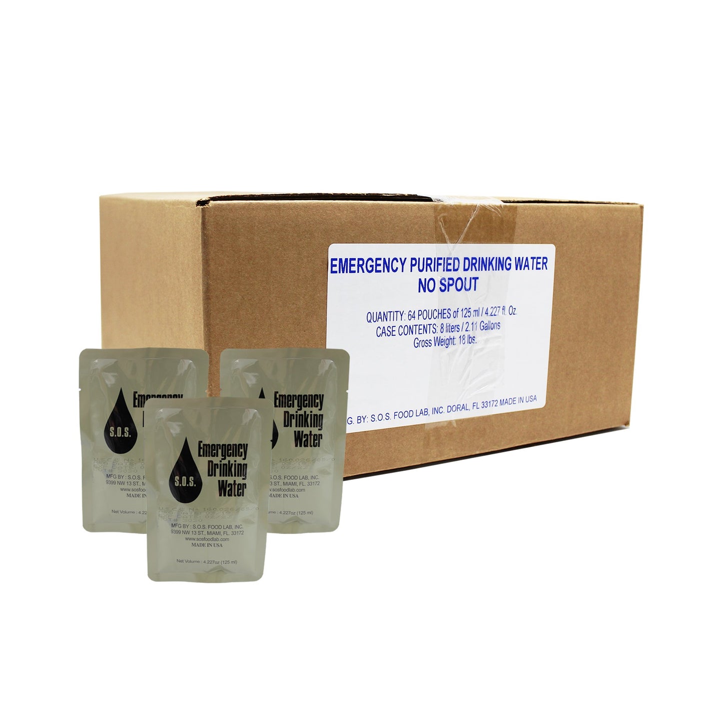 S.O.S Emergency Drinking Water by the case (64 Packs) - Military Water