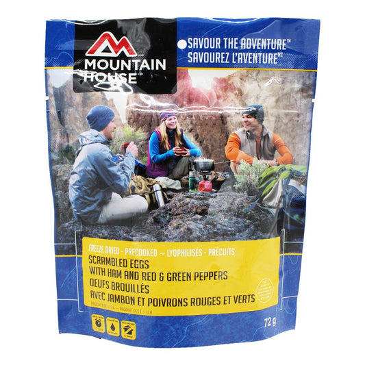 Mountain House Scrambled Eggs with Ham Red and Green Peppers PouchScrambled Eggs With Ham, Red and Green Peppers - One Serving (Mountain House®)Scrambled Eggs With Ham, Red and Green Peppers Pouch - One Serving (Mountain House®)