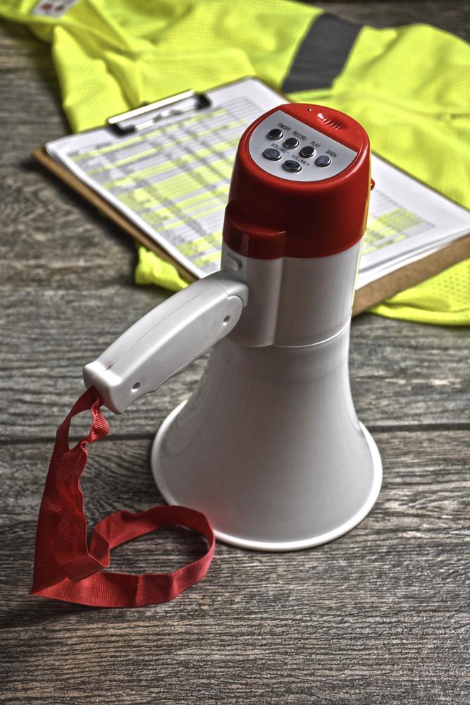 30 Watt Megaphone With Voice Recorder & Siren, 380 Yards Range outdoors