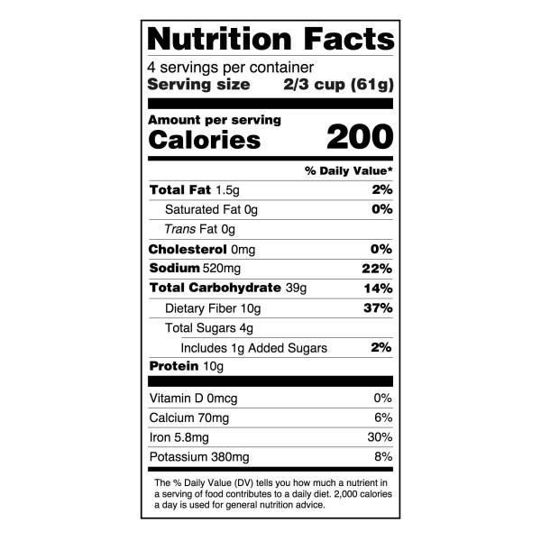 Nutritional Facts Organic Organic Pasta Primavera