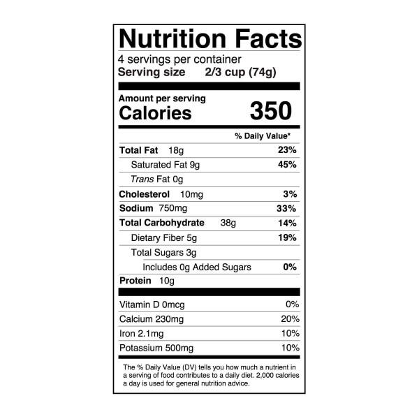 Nutritional Facts Organic Pineapple Chipotle Chili