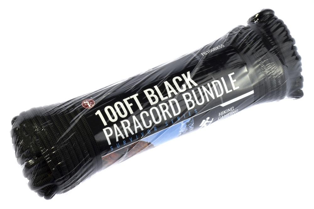 Paracord (Solid Black) - 4mm, 7 Strand Cord, 550 pound Pull Strength