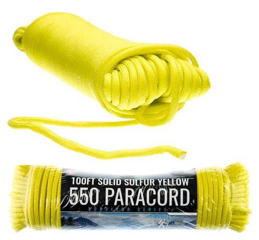 100' 4mm 7 Strand Paracord Yellow Color Pull Strength 550 LBS